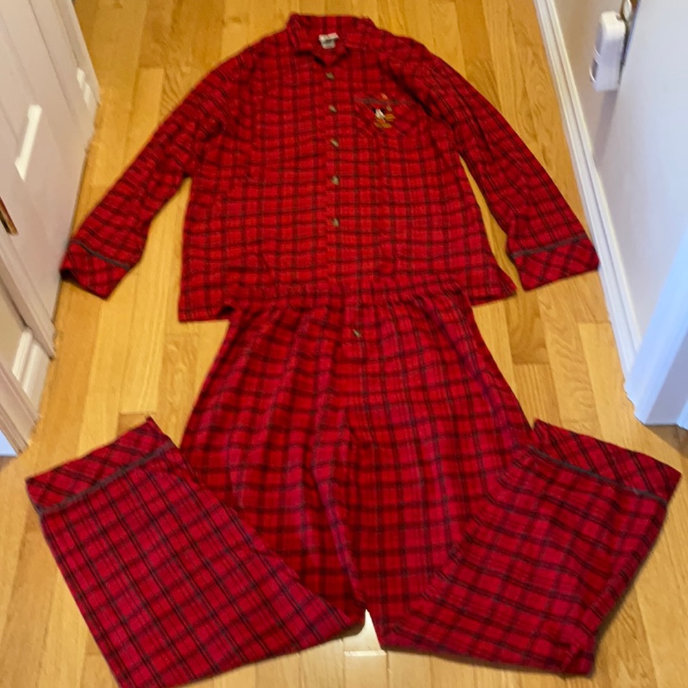Disney store Mickey Mouse Christmas plaid ladies pyjamas size medium